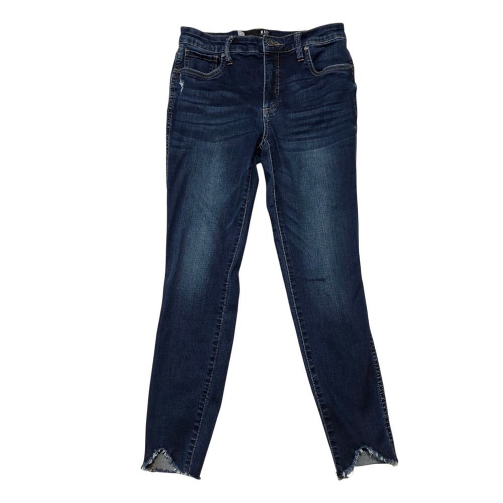 Kut from the Kloth Connie Fab Ab Ankle Skinny Jeans Women 6 Blue‎ Raw Hem Denim